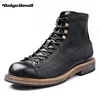 Retro Big Round Toe Men Work Boots British Style Cool Leather Lace Up Ankle Boots Man Autumn Casual Shoes ► Photo 2/6