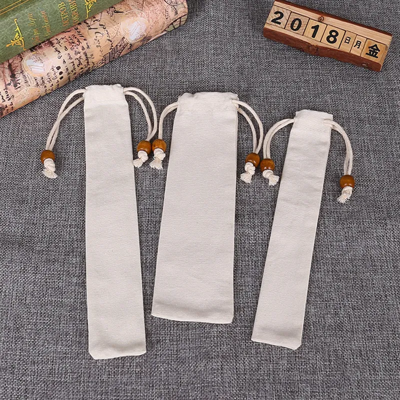 100pcs Carrying Case Reusable Drawstring Cutlery Bag Travel Pouch for Metal Glass Silicone Straws Knife Fork Spoon NO124