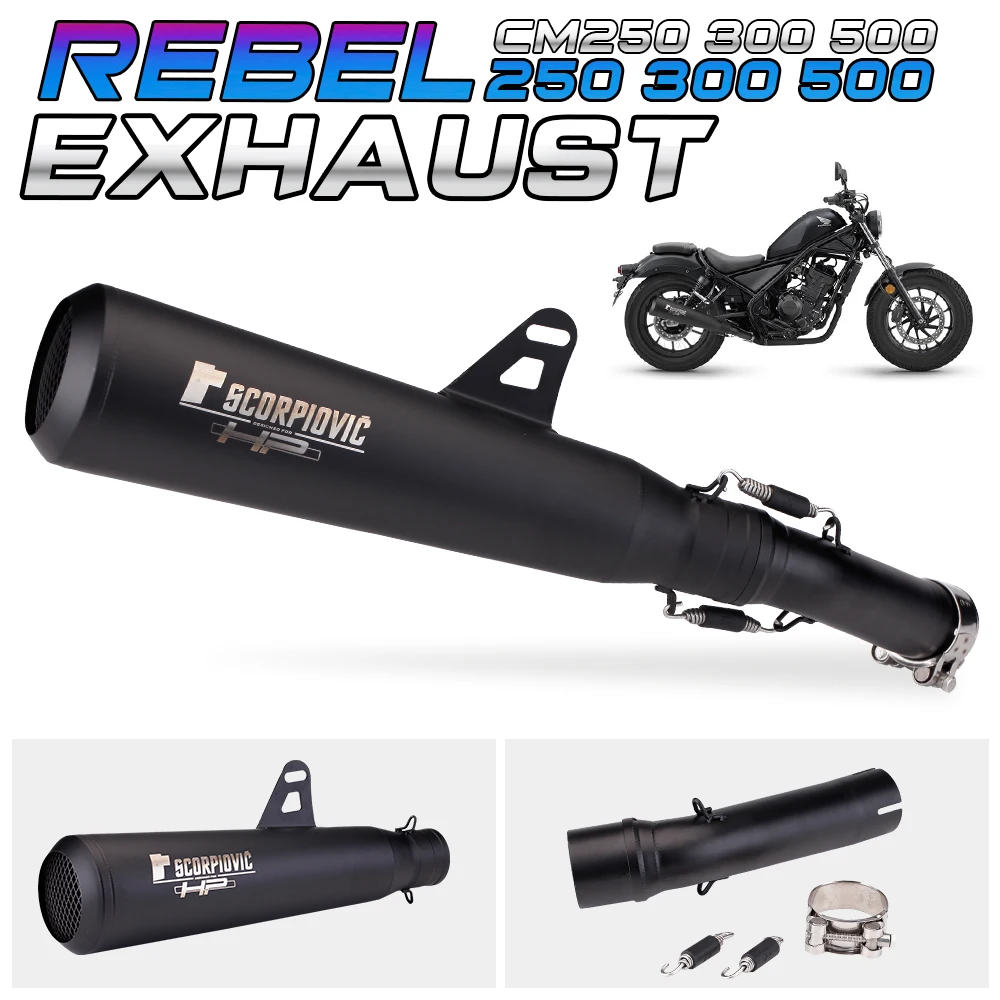 Motorcycle Exhaust Pipe For Rebel 500 Motorcycle Muffler Slip-on Modified Connect Exhaust Escape Moto Mid Pipe Stainless Steel Exhaust Muffler