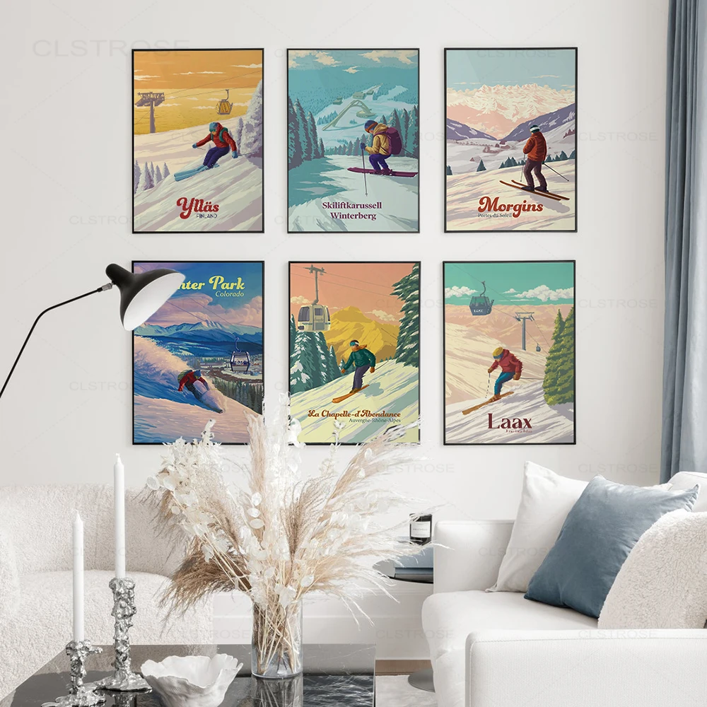 Vintage ski lodge wall art Photography Color etna.com.pe