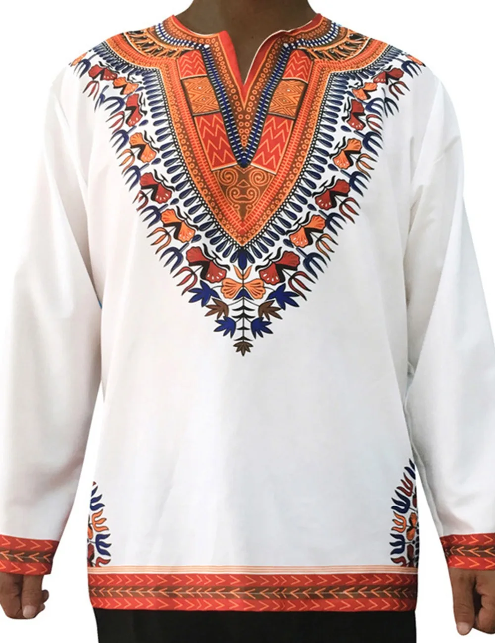 Fadzeco рубашка в африканском стиле для мужчин с v-образным вырезом и длинными рукавами рубашка большого размера Дашики Модный этнический принт повседневный мужской традиционный Африканский Топ