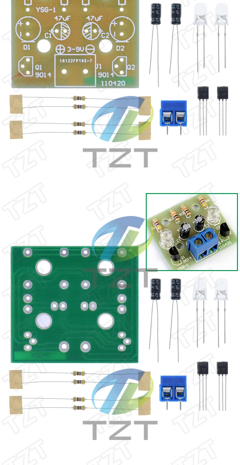TZT Einfache LED-Blitz-DIY-Kits Elektronik-Bausatz 1,2mm Teile für Arduino Blitz-LED-Kit Elektronik-DIY-Set – Detail 5