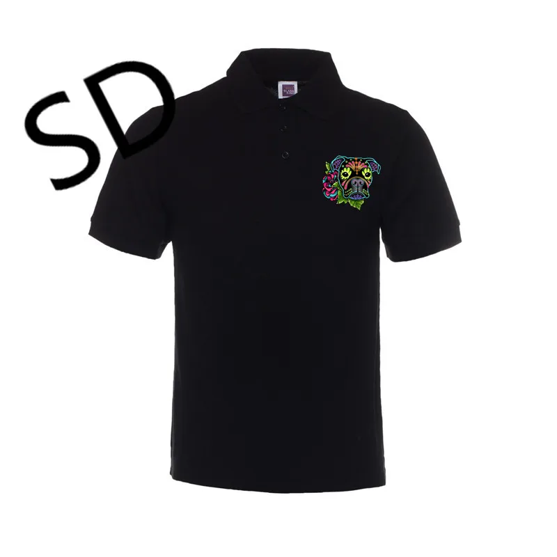 

Dropshipping graphic Polo Shirt Men Boxer in Black Day of the Dead Sugar Skull Dog Men Polo Harajuku Shirt camisa polo Homme Top