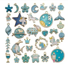 

10/31 Pcs Mixed Style Blue Color Enamel Charms Beads DIY Earrings Bracelet Pendant Base Necklaces Accessories For Jewelry Making