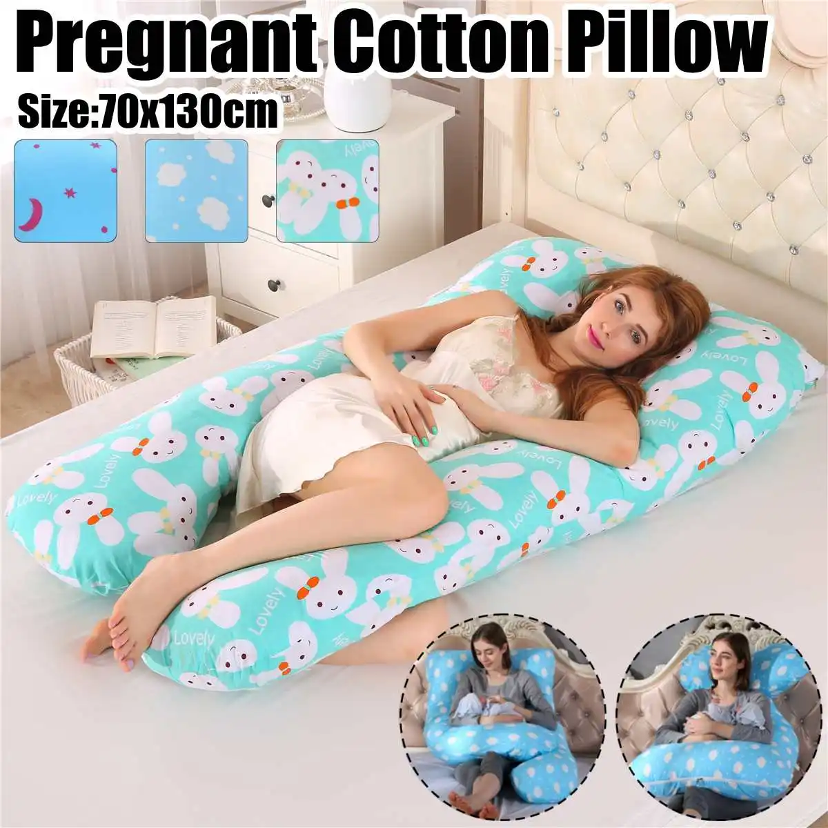 Pregnancy Pillow Cover Side Sleeper Pregnant Women Bedding U Shape Maternity 