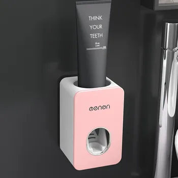 

Home Hogar Toothpaste Dispenser New Automatic Toothpaste Dispenser Set Wall Mount Stand Holder Extrusion Bathroom #25