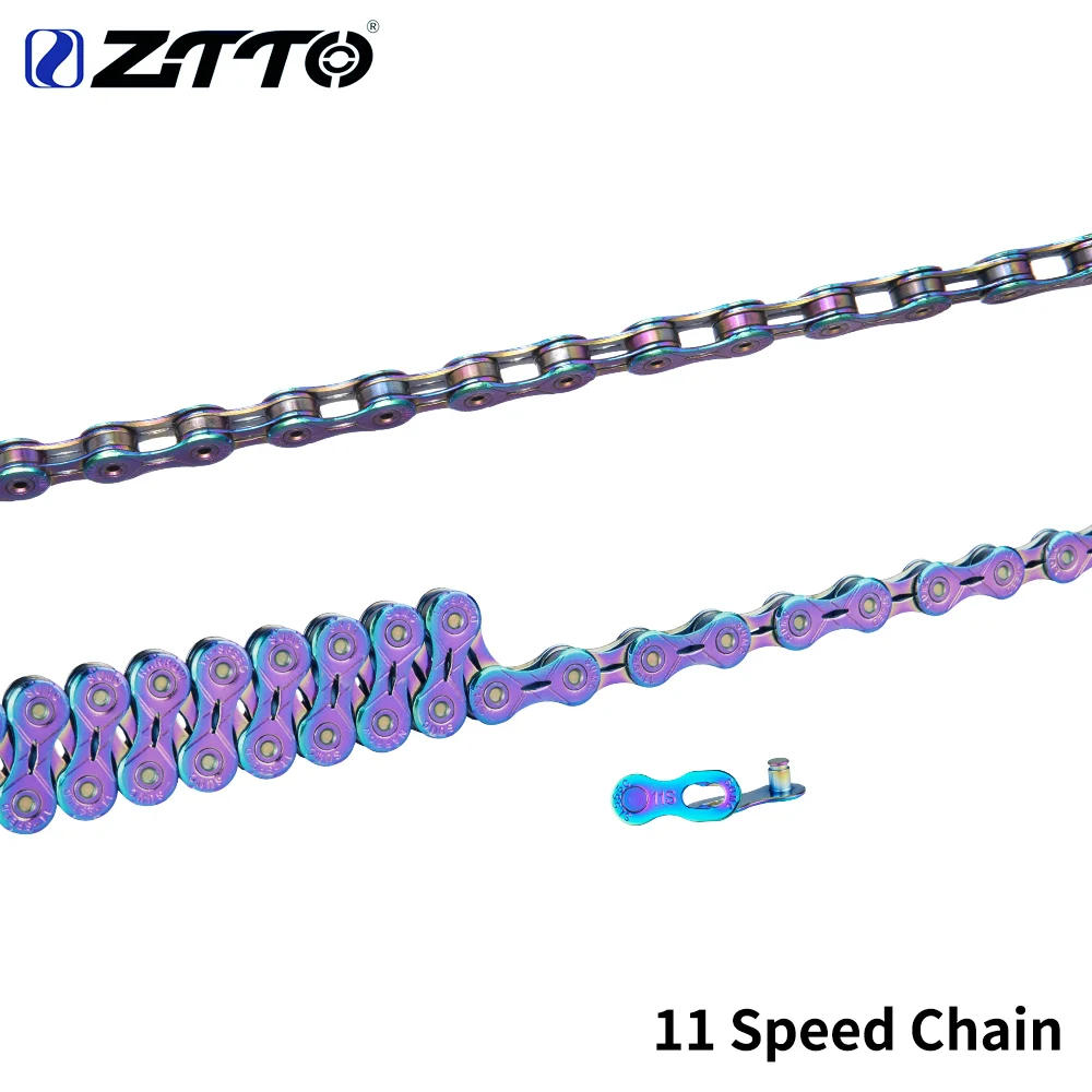 

ZTTO 11 Speed SLR Chain 11s Colorful Road Bicycle ultralight Durable missing link Rainbow Chains for parts K7 MTB Mountain Bike