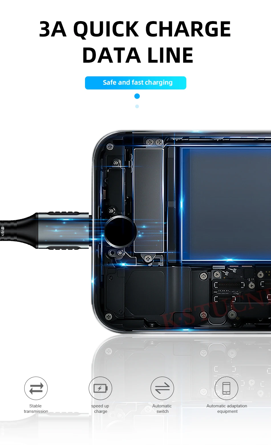 Кабель KSTUCNE usb type-C-USB C для samsung S9 Oneplus 7 Pro Quick Charge 3,0 USBC PD быстрое зарядное устройство USB-C кабель type-C