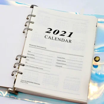 

2021 Calendar A5 Loose Leaf Notebook Planner Sheet Binder Category Planner Notebook