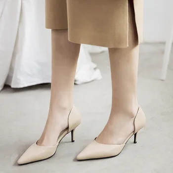 

And Outside Full Skin Sexy Sandals 2019 Sharp High-heeled Shoes Genuine Leather Women's Shoes Sexy
