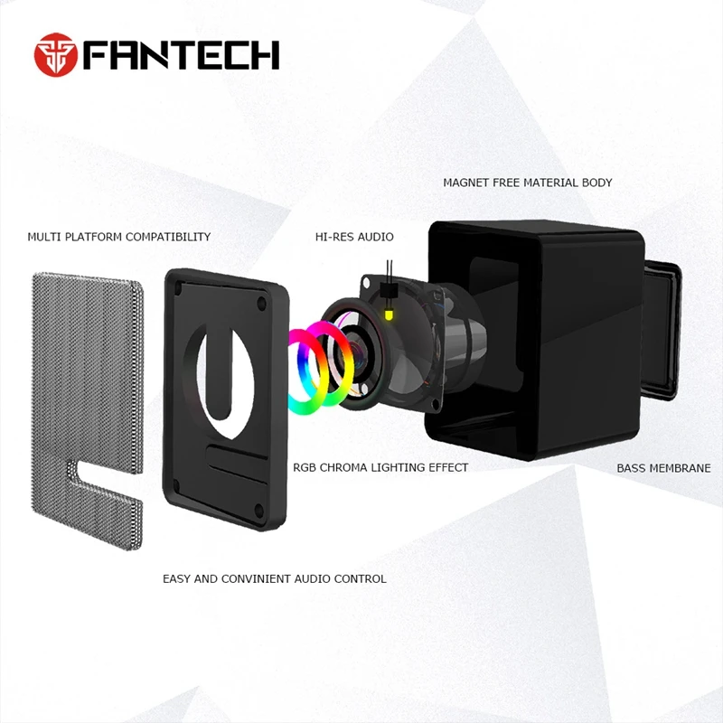 FANTECH GS203 компьютерный динамик мини RGB подсветка HIFI сабвуфер для ноутбука