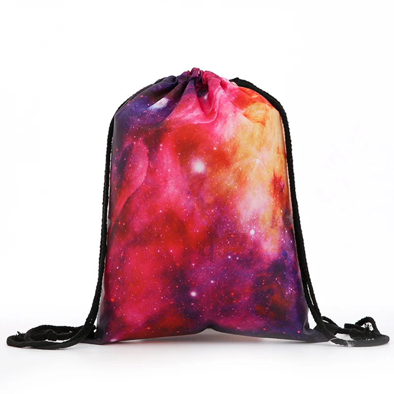 Рюкзак звездное небо, новинка, Модный женский мини-рюкзак на шнурке, 3D принт, дорожные мягкие сумки, мужские сумки, mochila, сумка на шнурке для девочек