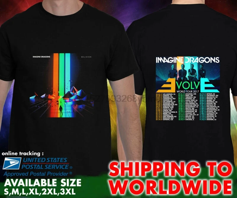 Imagine Dragons Evolve World Tour Dates 2017 New Black T Shirt ds2 | Мужская одежда