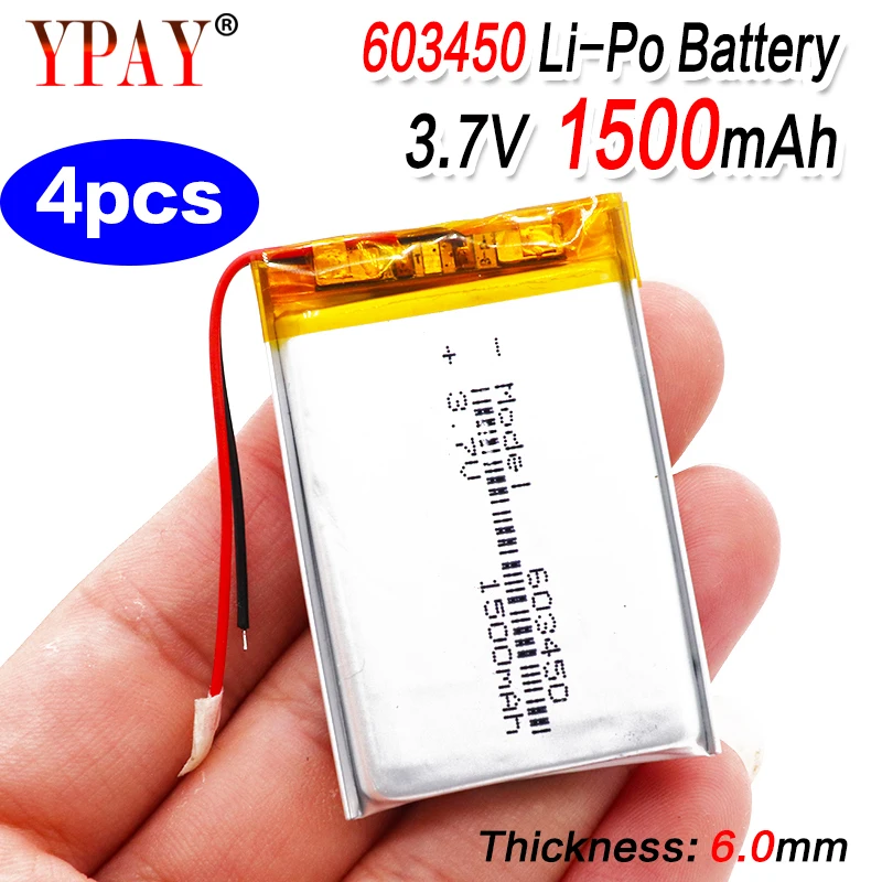 4 шт 3 7 V литий-ионный полимерный 603450 1200mAh батарея Замена Вольт Аккумуляторная Lipo