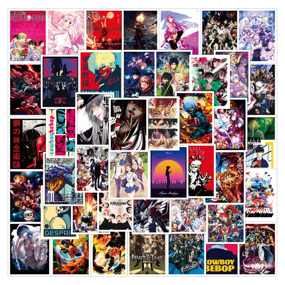 

10/30/50PCS Anime Poster Style Creative Collection Scrapbook Graffiti Laptop/Tokyo Series/Jujutsu/Kuroshitsuji Sticker Wholesale