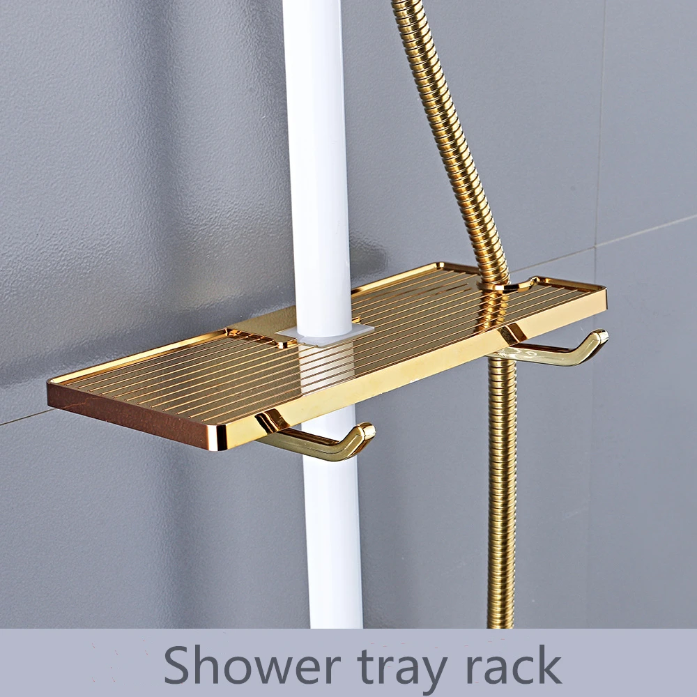 Bathroom Shower Shelf Accessorys Rack Organiser Tray Pole Storage Holder Brass 