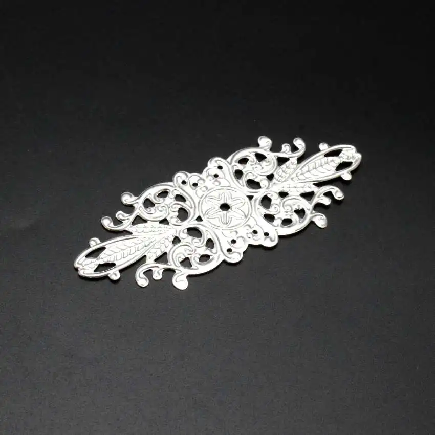 Antique Bronze Filigree Flower Wraps Connectors Gift Decoration DIY Embellishments Findings 5Pcs 8.5x3.4cm jewelry making supplies,craft supplies