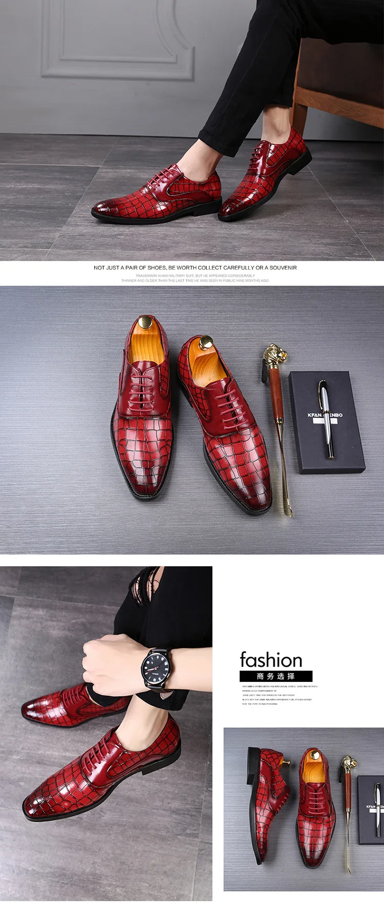 Формальные Для мужчин; узор «крокодиловая кожа»; кожаные туфли острый носок на каждый день в офис, для вечеринок Туфли-оксфорды обувь на платформе Для мужчин Zapatos De Hombre