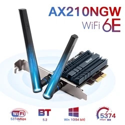 Carte réseau Intel AX210NGW 6E pour ordinateur de bureau, 3000 mb/s, wi fi 6E, Bluetooth 5.2, Tri bande 2.4G/5G/6GHz, 802.11AC/AX MU MIMO 
