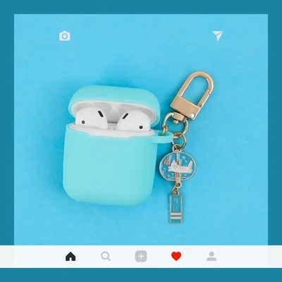 Силиконовые чехлы для Apple AirPods 2 мягкие Мультяшные милые цветочные наушники чехол для Air Pods 1 Зарядная коробка крышка с крючками - Цвет: 001