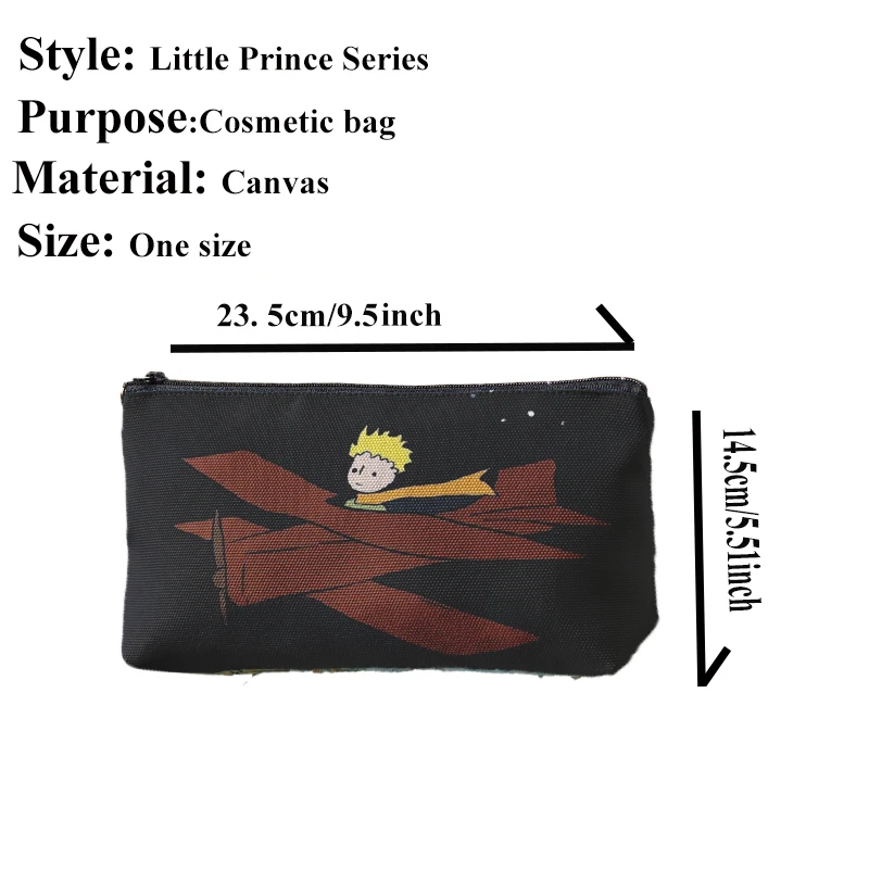Lovely Cartoon Little Prince Print Canvas Women Makeup Bag Toiletries Organize Portable Travel Cosmetic Bag Female Make Up cases 6