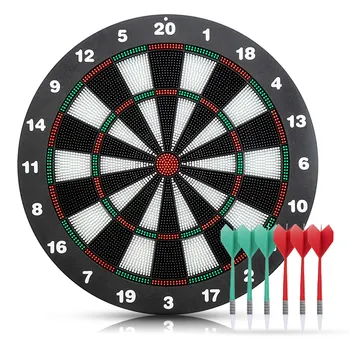 

15 inch Dart Board with 6pcs Plastic Soft Tip Darts Rotate Number Dartboard Indoor Games Family Office Games for Adults Kids
