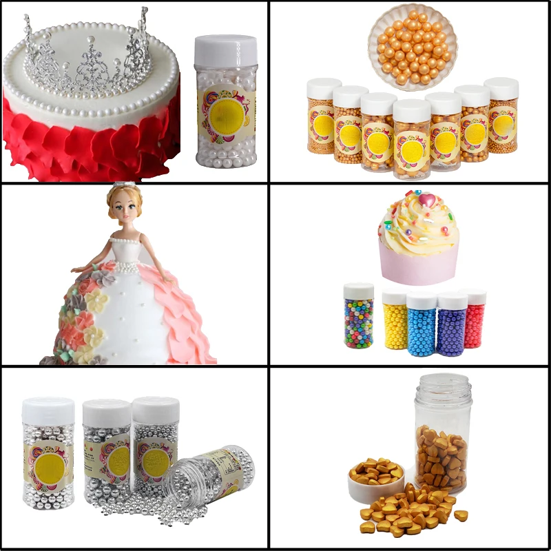 

Meibum Colorful Edible Wedding Birthday Pearls Sugar Cake Decorating Sprinkles Candy Ball Cupcake French Dessert Toppings Beads