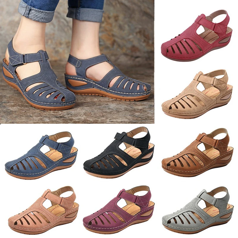 

LOOZYKIT Dropship Women's Sandals Summer Ladies Girls Comfortable Ankle Hollow Round Toe Sandals Female Soft Beach Sole Shoes
