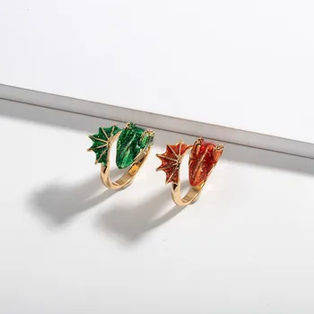 

2020 Ins Summer Trendy Gold Glitter Green Enamel Snake Dragon Adjustable Finger Midi Rings Korean Fashion Party Jewelry