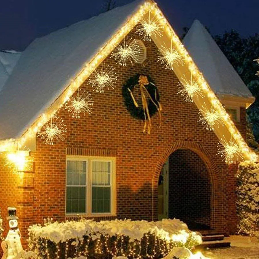 Thrisdar 10PCS Copper LED String Light Hanging Starburst Lamp DIY Firework Fairy Light Christmas Garland Fairy Twinkle Light