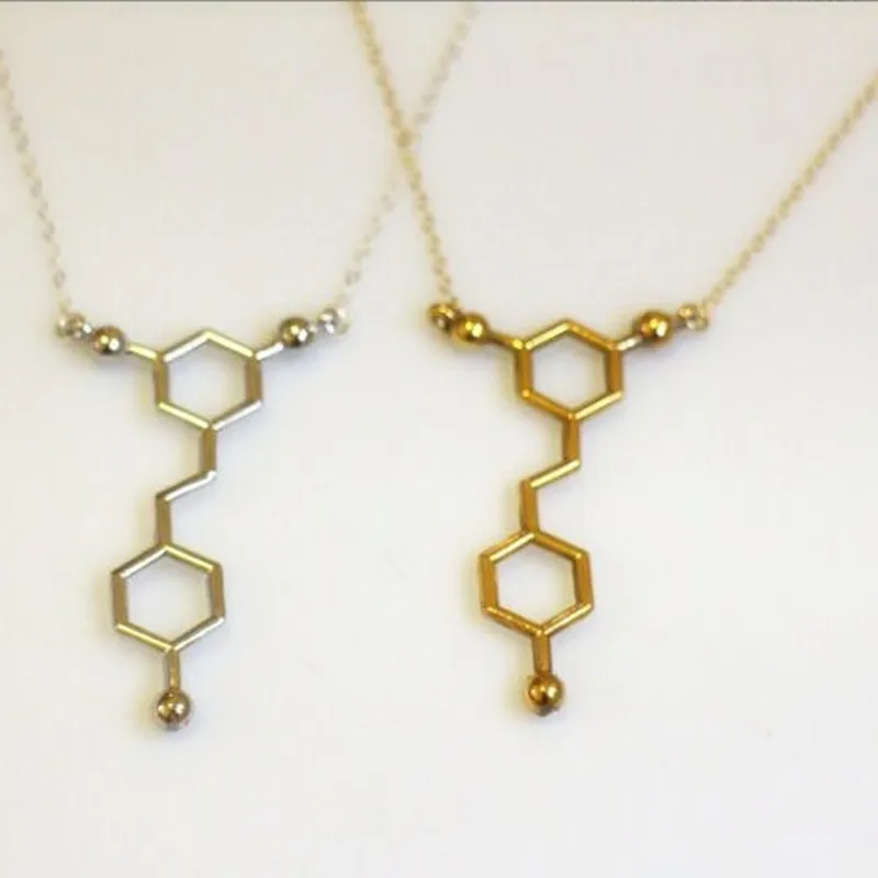 

New Arrival Fashion Students Necklace Biochemical Molecular Clavicle Chain Periodic Table Element Molecular Necklace Chemistry