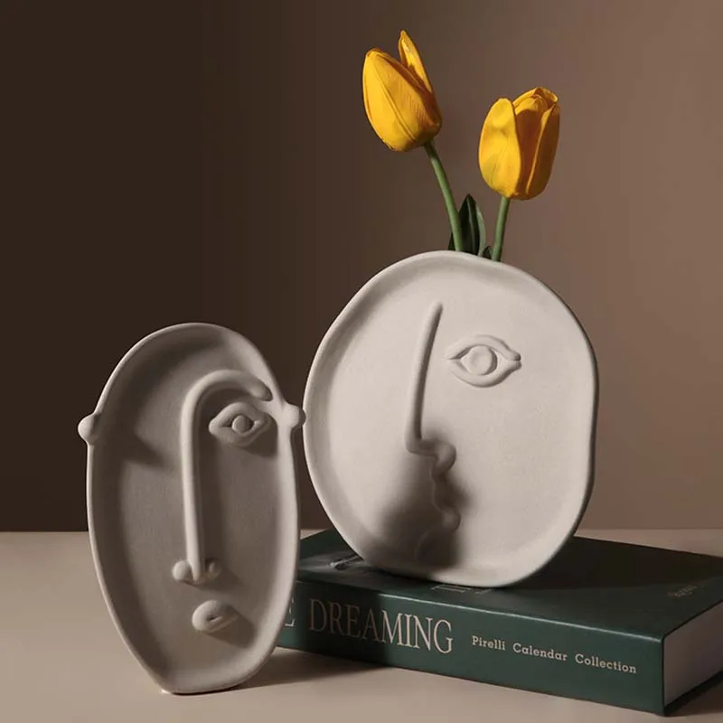 Nordic Artist Human Face Ceramic Vase Hydroponic Device Flower Desktop Crafts European Home Decoration Wedding Gifts | Дом и сад
