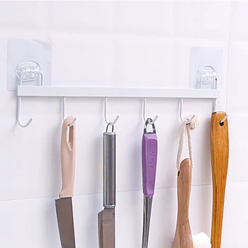 

6 Hooks Practical Kitchen Cupboard Storage Hooks Multi-functional Convenient Wardrobe Bedroom Organizer Rack Hanger