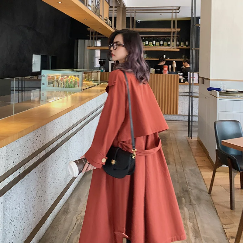

Trench Coat Women's Mid-length 2019 New Style Popular Korean-style Loose-Fit Short-height Elegant Versatile Fashion waitmore Stu