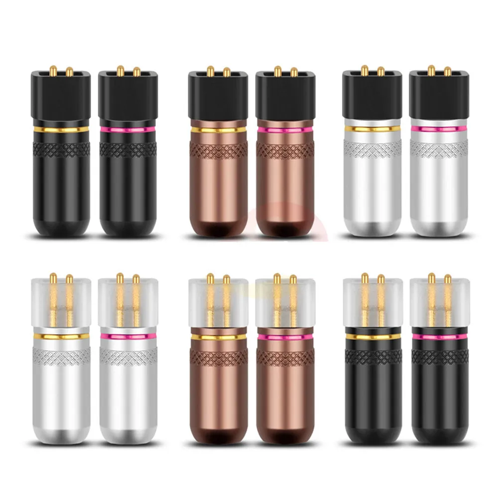2pairs 0 78mm Earphone Pins Copper Gold Plated Male Adapter For UE18PRO UE11PRO 7PRO HIFI Headset Jack Wire Connector Black