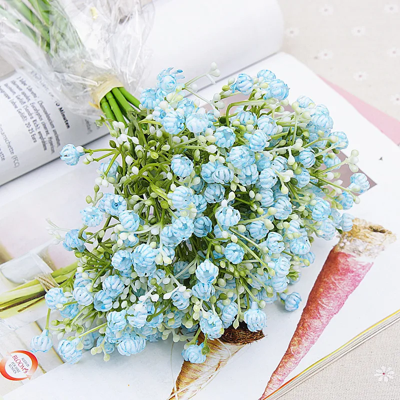 NewColorful gypsophila artificial flowers long stem fake flowers bouquet babys breath silk flowers wedding party home decoration