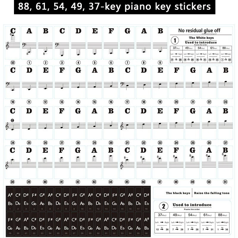 Piano Sticker 37 49 54 61 88 Key Removable Electronic Keyboard For Kids Beginners Practice musical instrument electronic musical instrument electronic piano