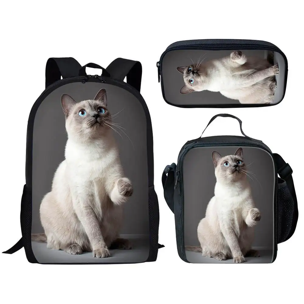 Cute Cat 3D Print Children School Bags for Teenage Boys Girs Kids Backpack Shoulder Bagpack Book Bags Primary School Bag Custom