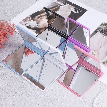 

1PC Led Mirror Ladies Cosmetic Folding Pocket With 8 LED Lights Makeup Tool Make Up Mirror With Lights Women Portable Compact