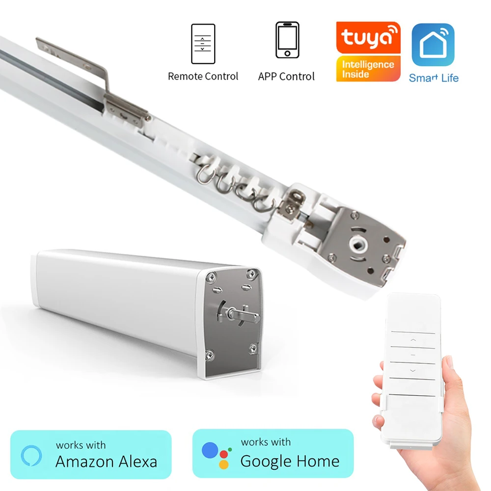 Tuya Wifi Curtain Motor with Electric Tracks Rail Rod Automatic Smart System App RF Remote Control | Обустройство дома