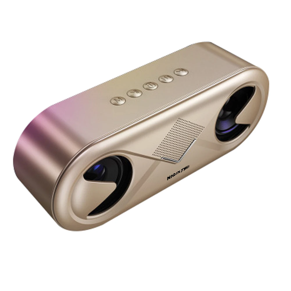 TF слот для карты аудио Bluetooth динамик HIFI сабвуфер бас домашний открытый портативный водонепроницаемый мобильный телефон мини беспроводной стерео - Color: Gold