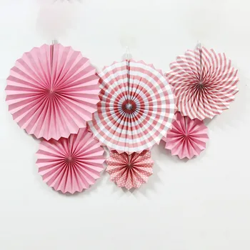 

6pcs 16inch Tissue Paper Cut-out Paper Fans Pinwheels Hanging Flower Paper Crafts for Showers Wedding Party Birthday Festival
