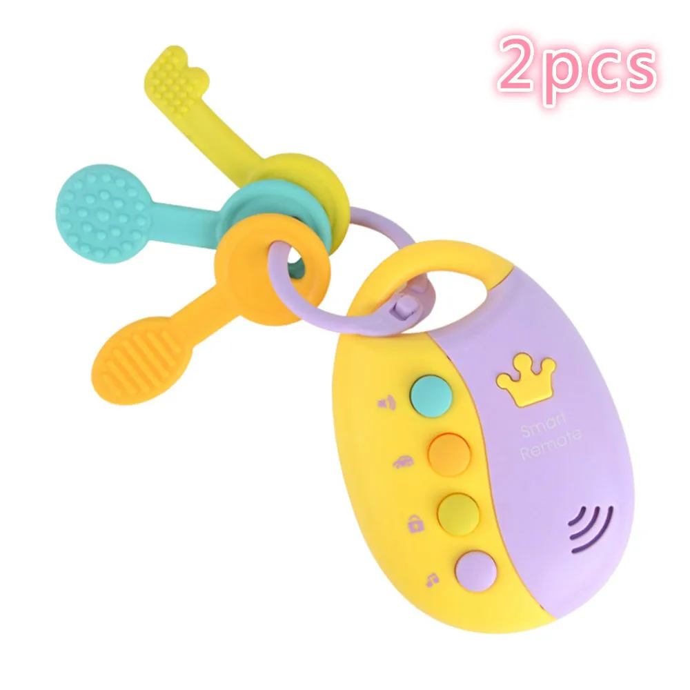 2pcs Головоломка музыкальная машина красочная игрушка-ключ флэш-музыка смарт-пульт дистанционного управления несколько звуков автомобиля детские игрушки для ребенка раннего обучения подарки - Цвет: 2pcs