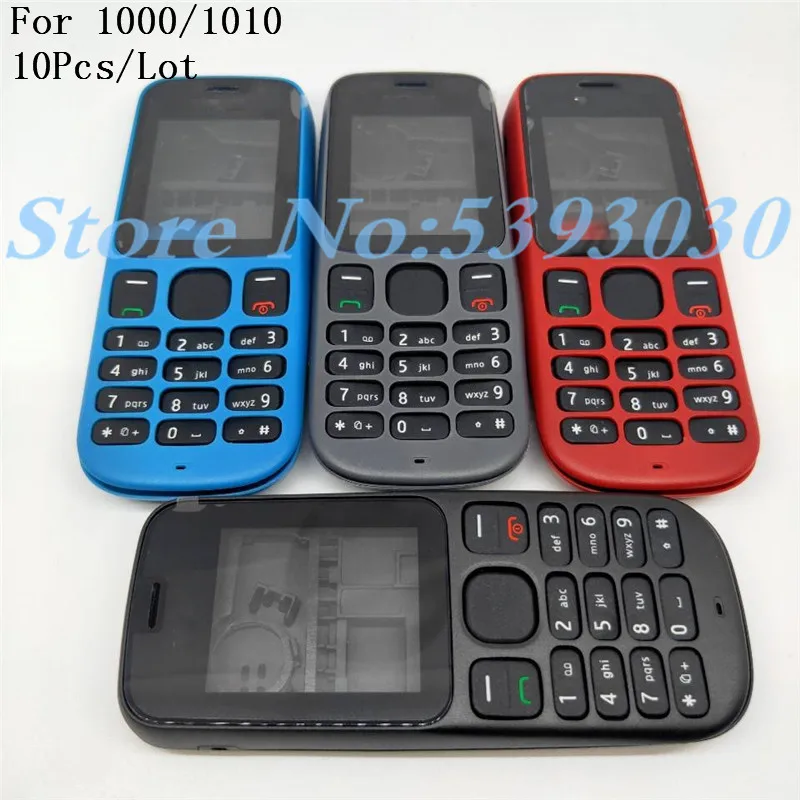 10 шт./лот, полный корпус, чехол для Nokia 101 1000 101 1010, передняя рамка+ батарейный отсек+ средняя крышка+ брелоки