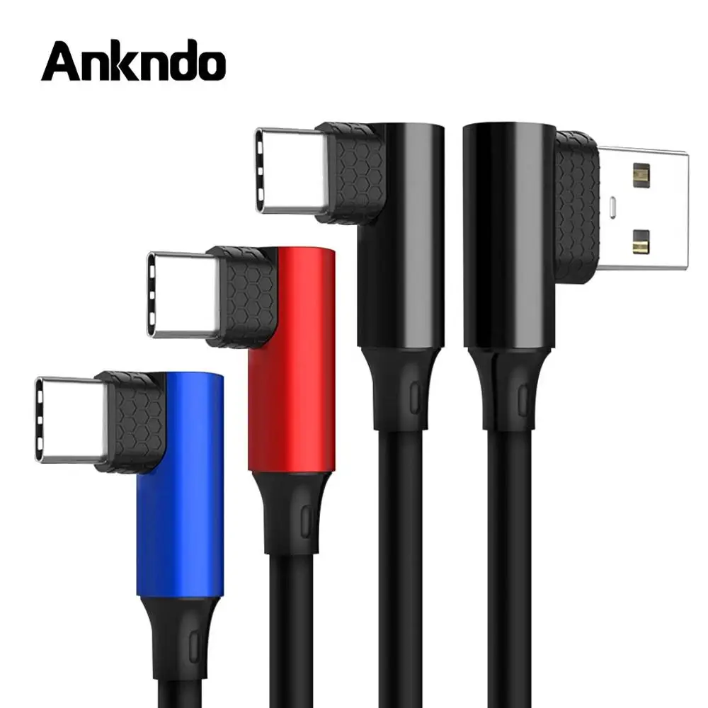 Ankndo USB кабель type C 90 градусов передачи данных для быстрой зарядки мобильный