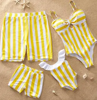 

Family Matching Swimwear Outfits Look Mother Daughter Bikini Swimsuit Father Son Swim Shorts Trunks Couples Beachwear Clothes