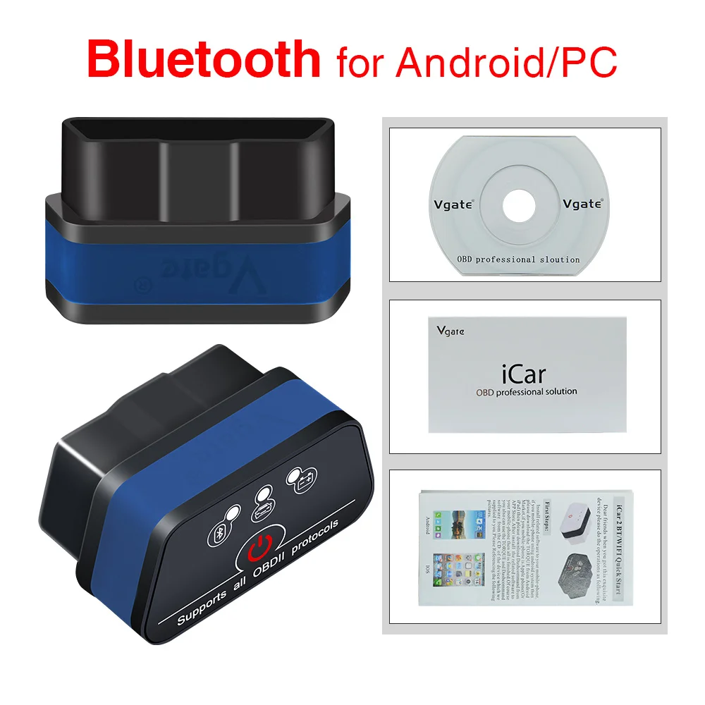 Vgate icar2 Bluetooth/Wifi OBD2 диагностический инструмент ELM327 OBD 2 сканер Mini ELM 327 icar 2 для android/PC/IOS OBDII считыватель кодов - Цвет: icar2 bluetooth