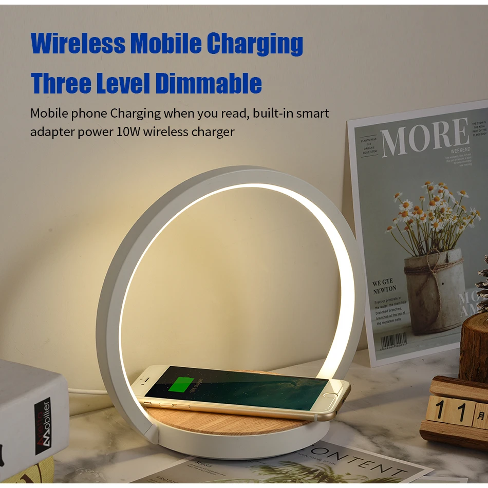 wireless charging bedside lamp