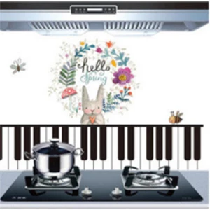 Self adhesive kitchen wallpaper aluminum foil, kitchen and cupboard stickers, oil proof waterproof cartoon wall sticker 06