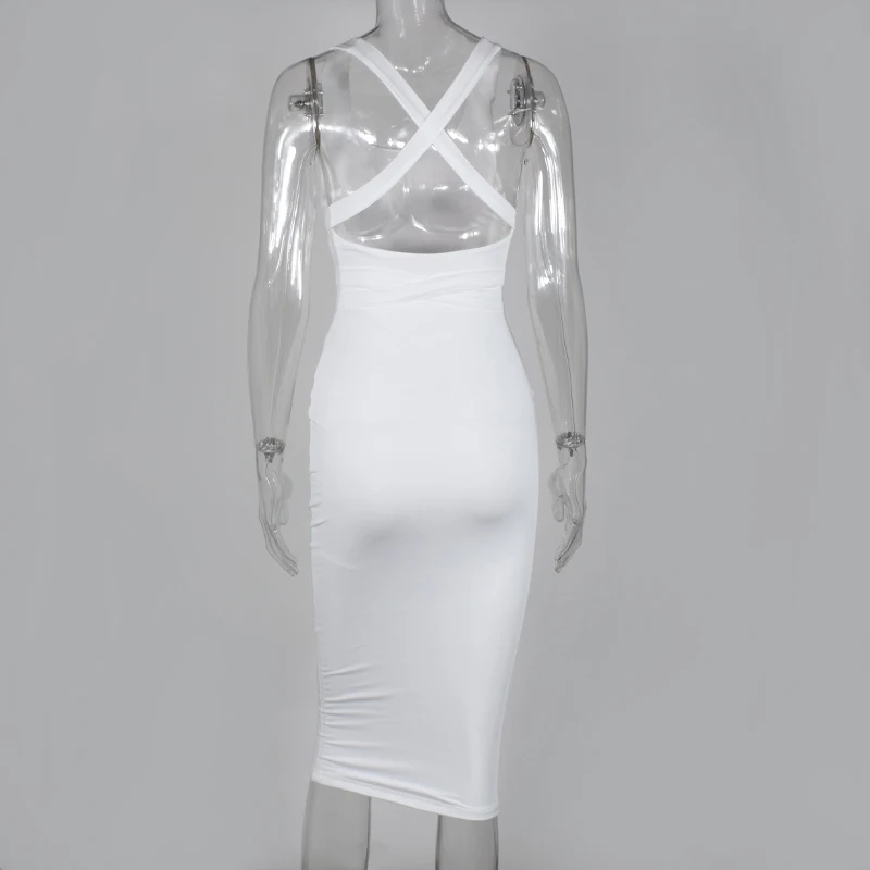 Невозьму 2 слоя дамское облегающее платье Для женщин элегантное миди сексуальное платье белое платье с открытой спиной, платье осень Платья для вечеринок Vestidos